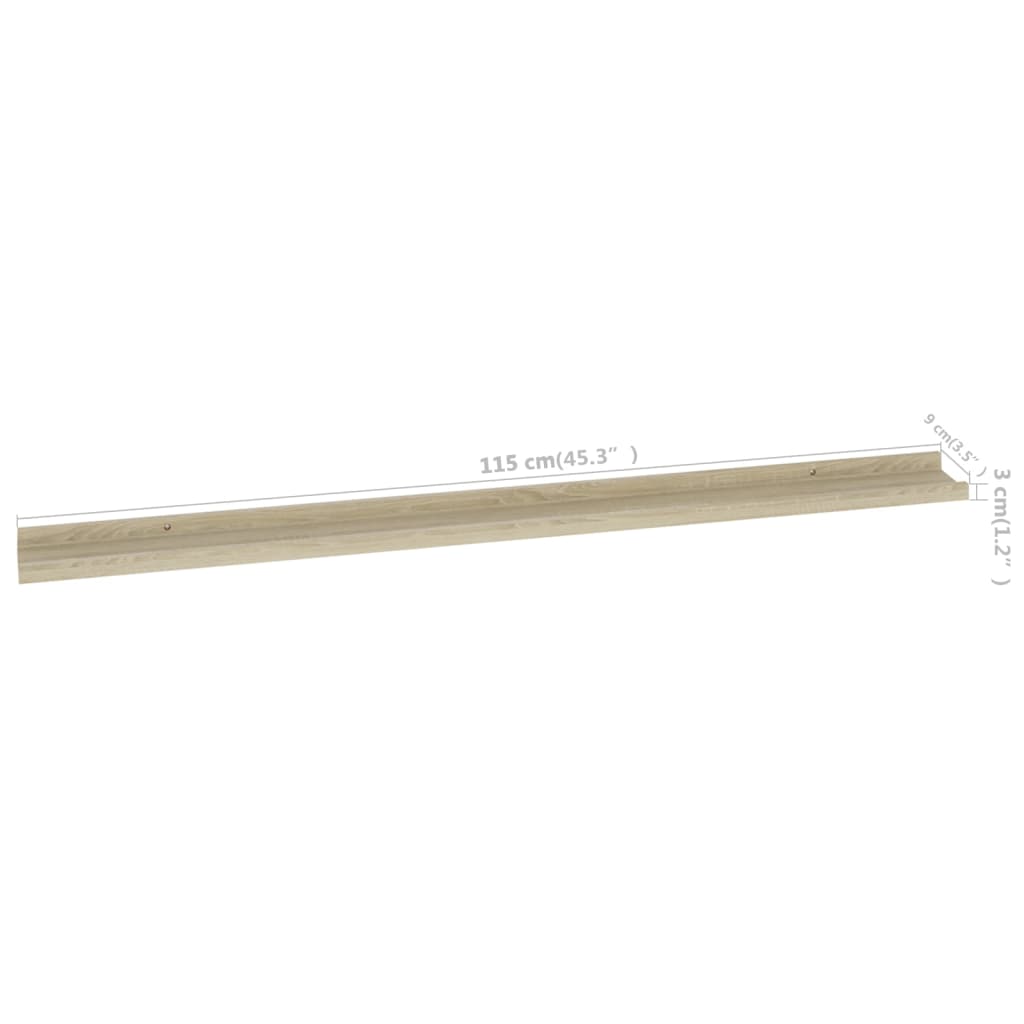 Wall Shelf Set of 4 Sonoma Oak MDF Large Wall Mounting