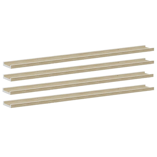 Wall Shelves 4 pcs White and Sonoma Oak 45.3"x3.5"x1.2