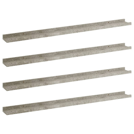 Wall Shelf Set of 4 Concrete Grey MDF 39.4x3.5x1.2 in