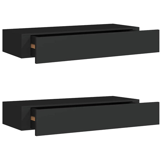 Drawer Shelf | Set of 2 | Black | MDF, Metal | 60x23.5x10cm