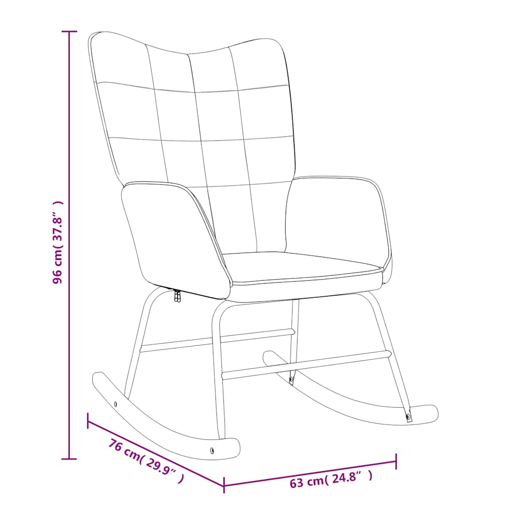 Rocking Chair with a Stool Brown Fabric