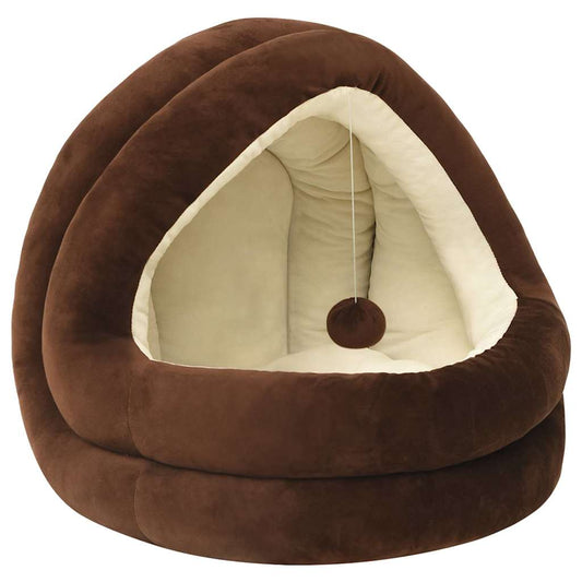 Cat Bed | Brown and Cream | Fleece, PP cotton | Small | Cat Bed