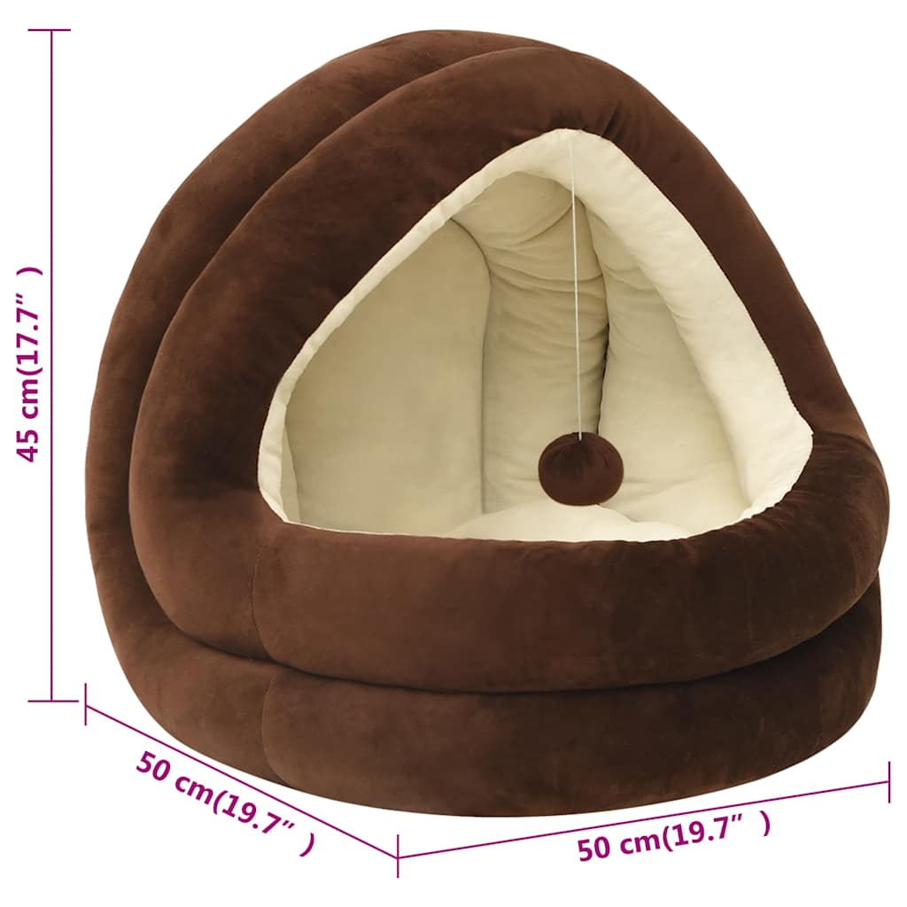 Cat Bed | Brown and cream | Fleece with PP cotton filling | 50x50x45 cm