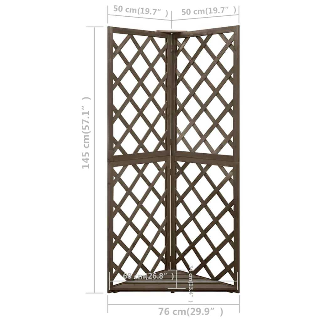 Corner Trellis | Grey | Solid fir wood | Compact | Decorative Inlays