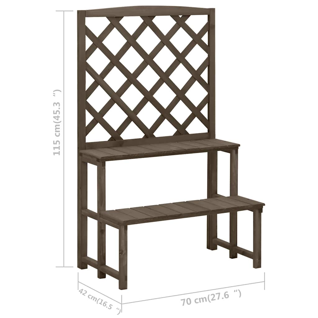 Plant Stand | Grey | Solid Fir Wood | Decorative Inlays