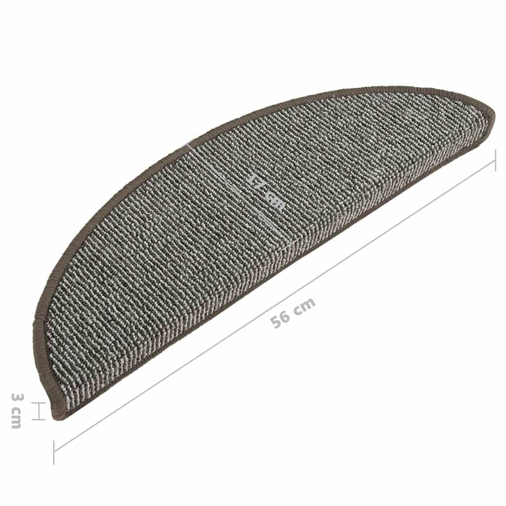Carpet Stair Tread | Set of 15 | Grey | Polypropylene (PP) | 56x17x3 cm