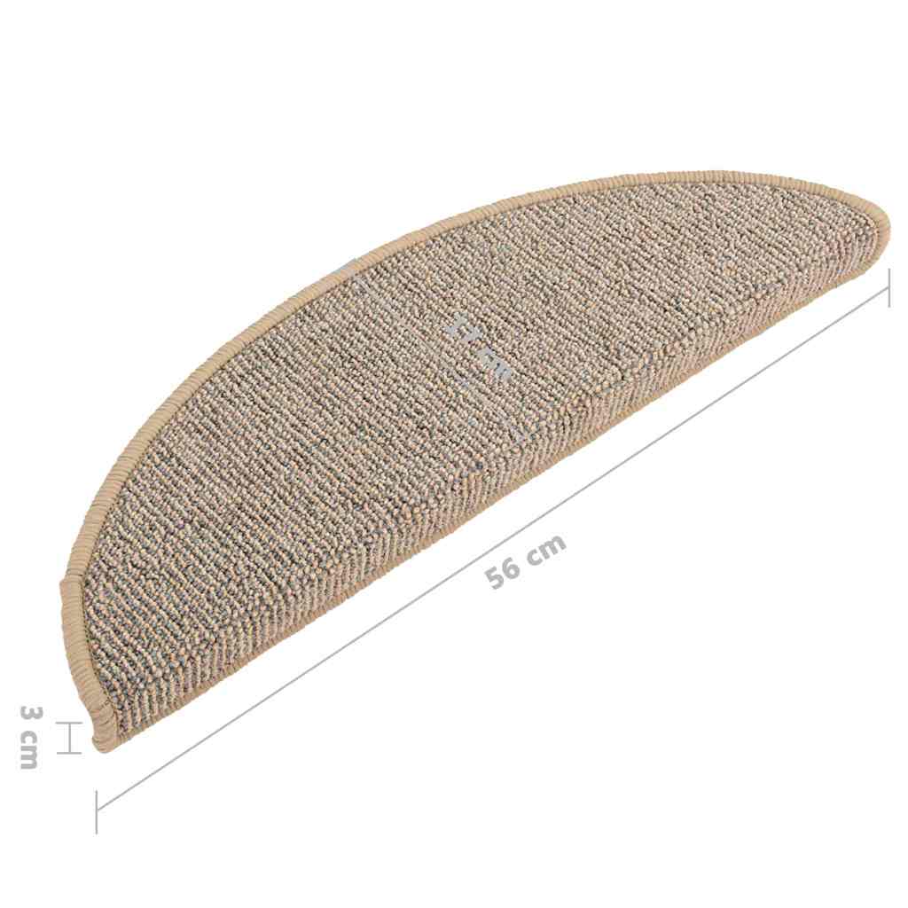 Carpet Stair Tread | Set of 15 | Brown | Polypropylene (PP) | 56 x 17 cm
