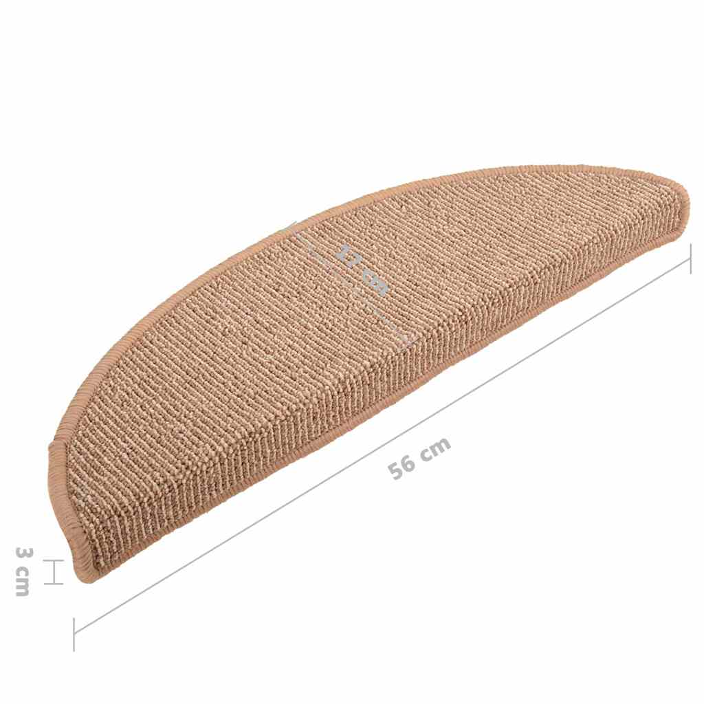 Carpet Stair Tread | Set of 15 | Light brown | 100% PP | 15 pieces