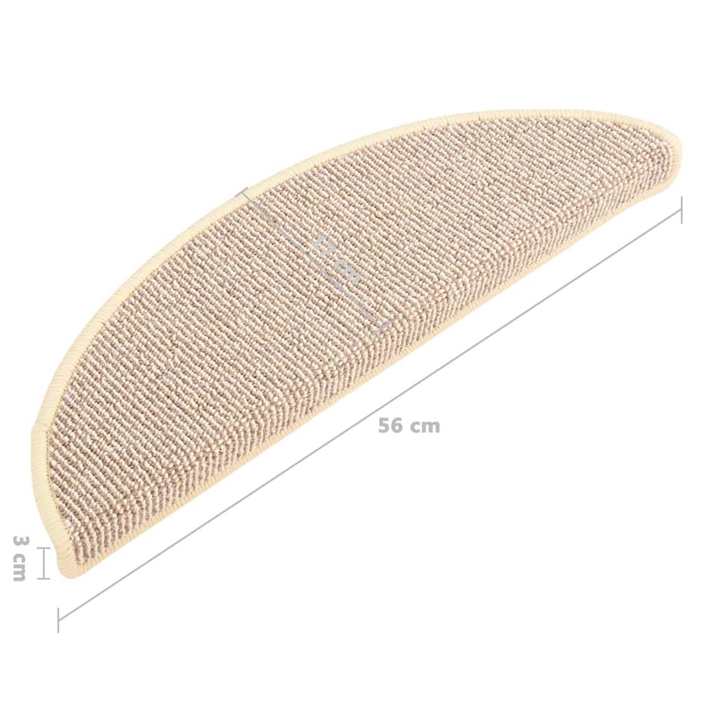 Carpet Stair Tread | Set of 15 | White and Brown | 100% PP | 56x17x3 cm