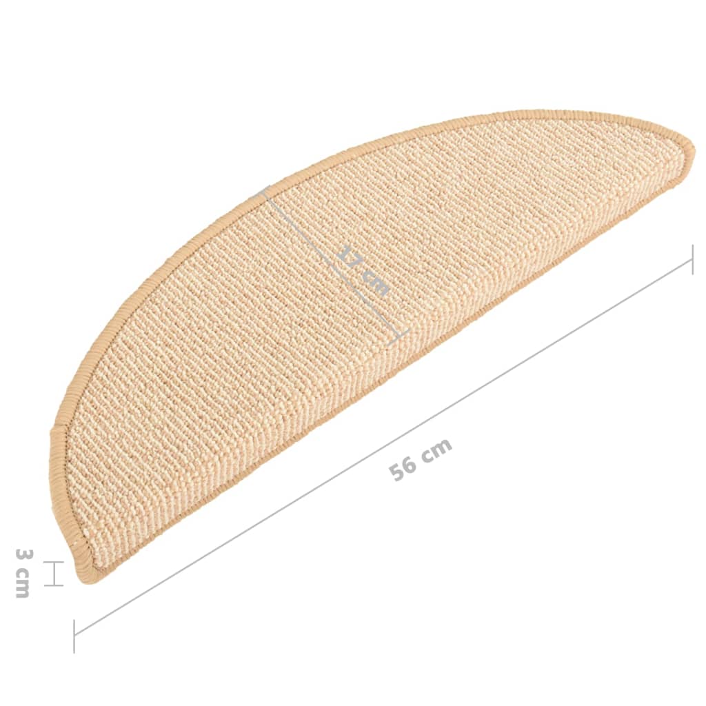 Carpet Stair Tread | Set of 15 | Cream | Polypropylene | 56 x 17 x 3 cm
