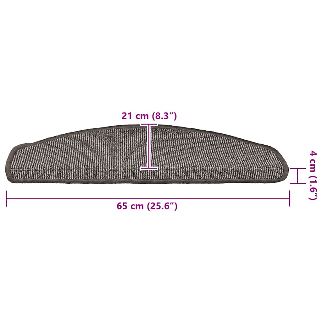 Stair Mats 15 pcs 65x21x4 cm Grey Half Round Large
