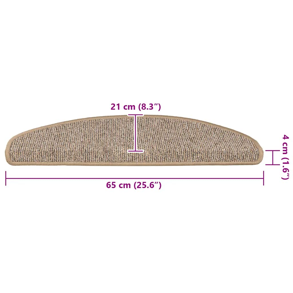 Stair Mats 15 pcs 65x21x4 cm Brown Half Round Large