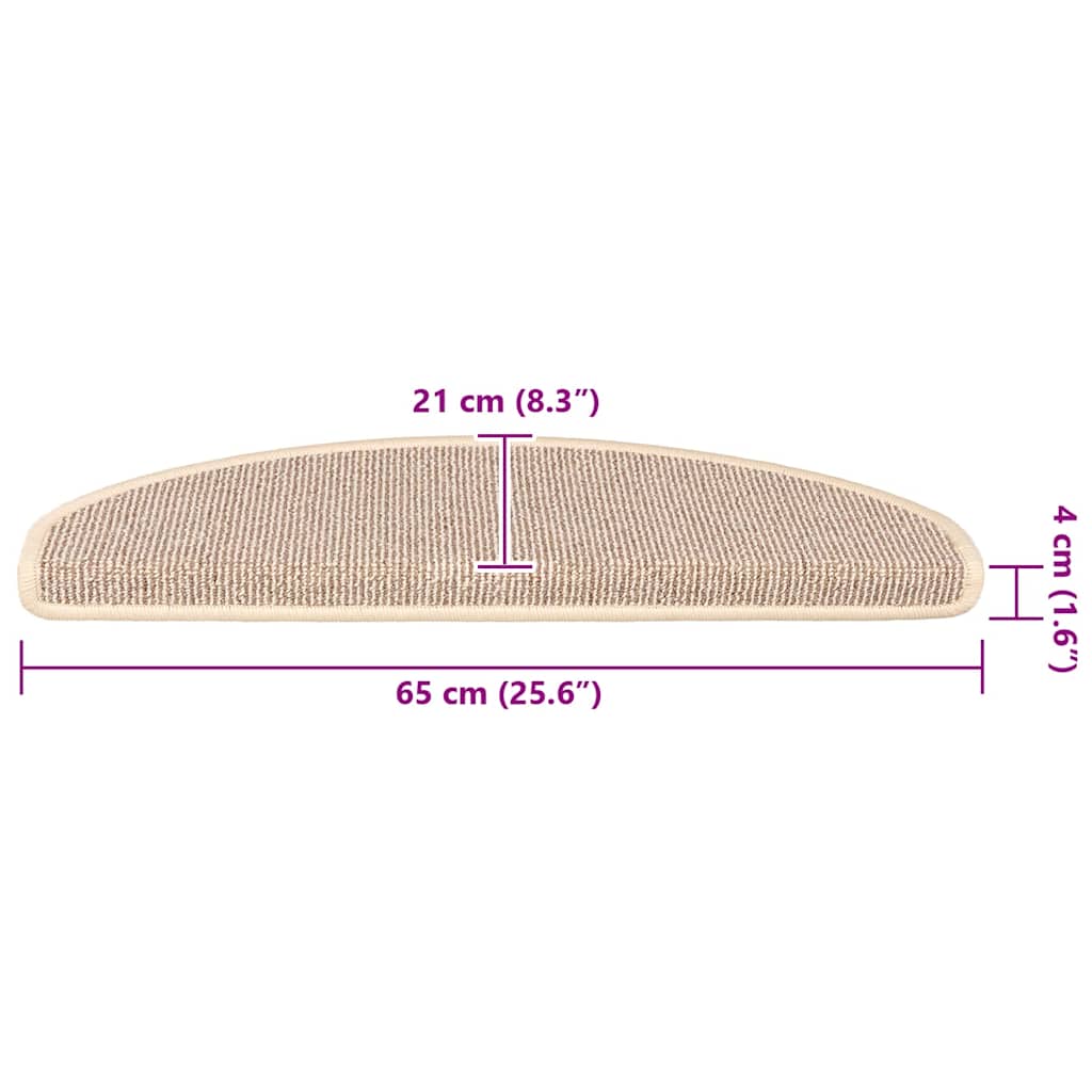 Stair Mats 15 pcs 65x21x4 cm White and Brown Half Round Large