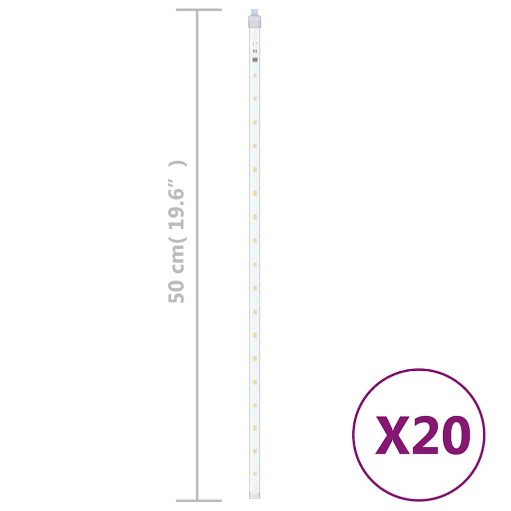 Meteor Light | Set of 20 | Warm White | Plastic | 50 cm tubes
