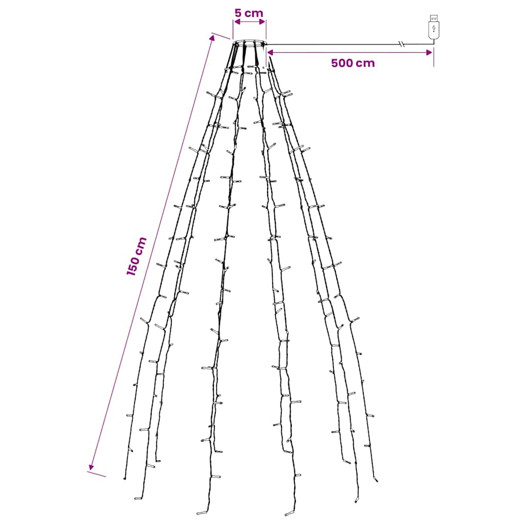 Tree Light | Cold white | PVC | Fits 150 cm trees | Decorative Inlays