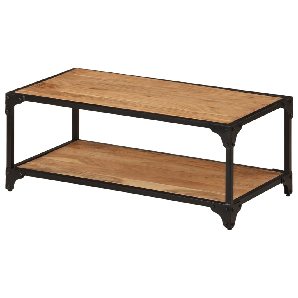 Coffee Table | Natural Brown | Solid Acacia Wood, Powder-Coated Iron