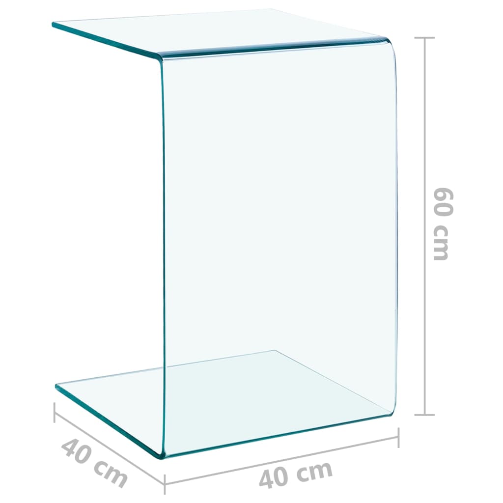 Side Table | Clear | Tempered glass | 40x40x60 cm | Tough | Side Table