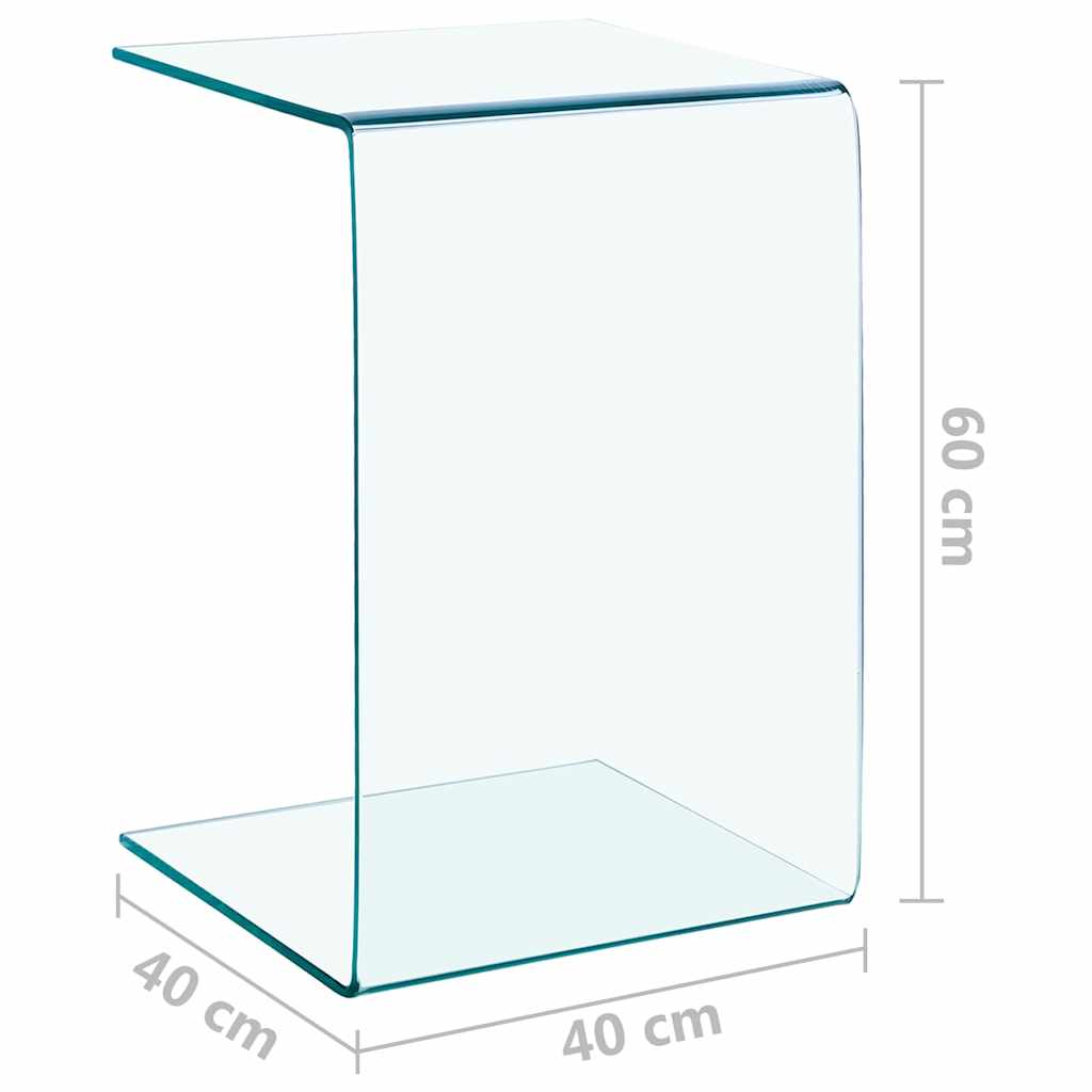 Side Table | Clear | Tempered glass | 40x40x60 cm | Tough | Side Table
