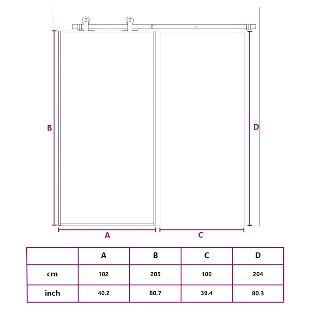 Sliding Door ESG Glass and Aluminium 102x205 cm Black