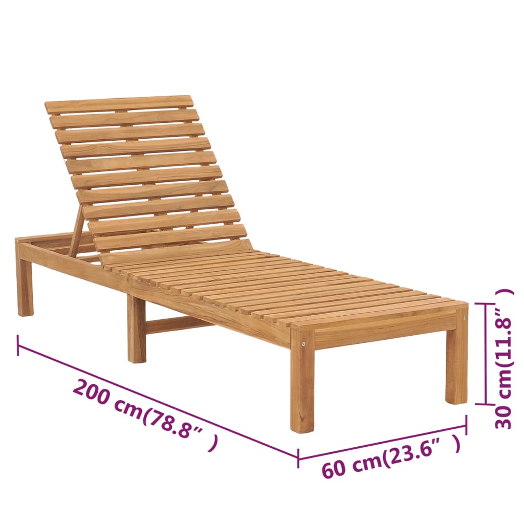 Sun Lounger | Set of 2 | Teak | Solid Teak Wood | 200cm long