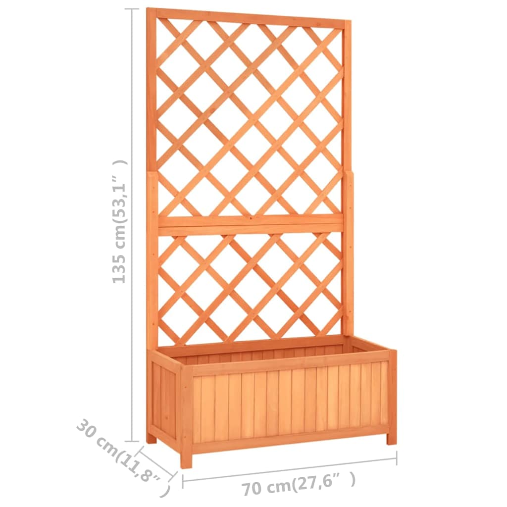 Planter with Trellis Brown 70x30x135 cm Solid Wood Fir