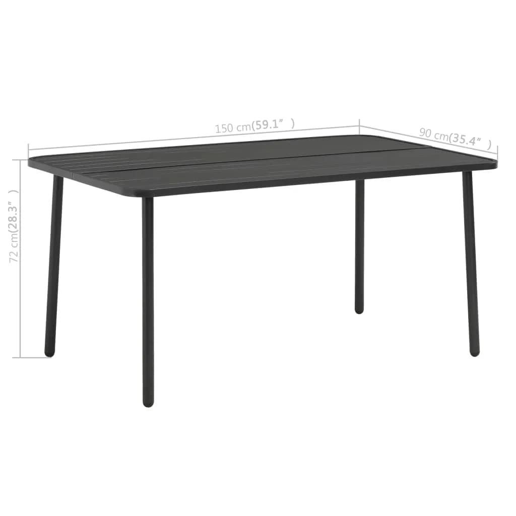 vidaXL Dining Set Dark Gray Steel with e-coated and powder-coated finish