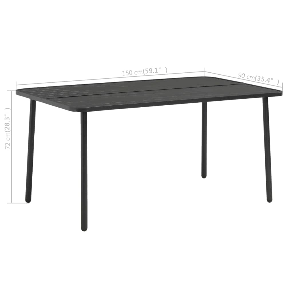 5 Piece Garden Dining Set Steel Dark Grey