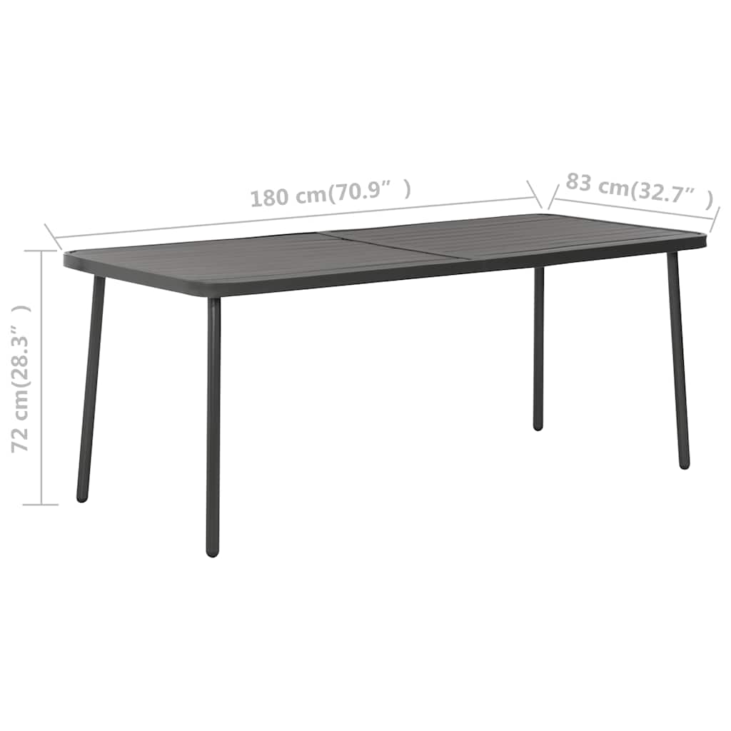 7 Piece Garden Dining Set Steel Dark Grey