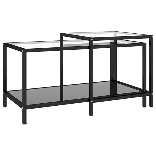 Tea Table | Set of 2 | Black | Tempered glass, powder-coated steel