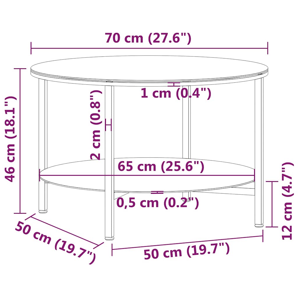 Tea Table | Black and Transparent | Tempered Glass, Powder-Coated Iron