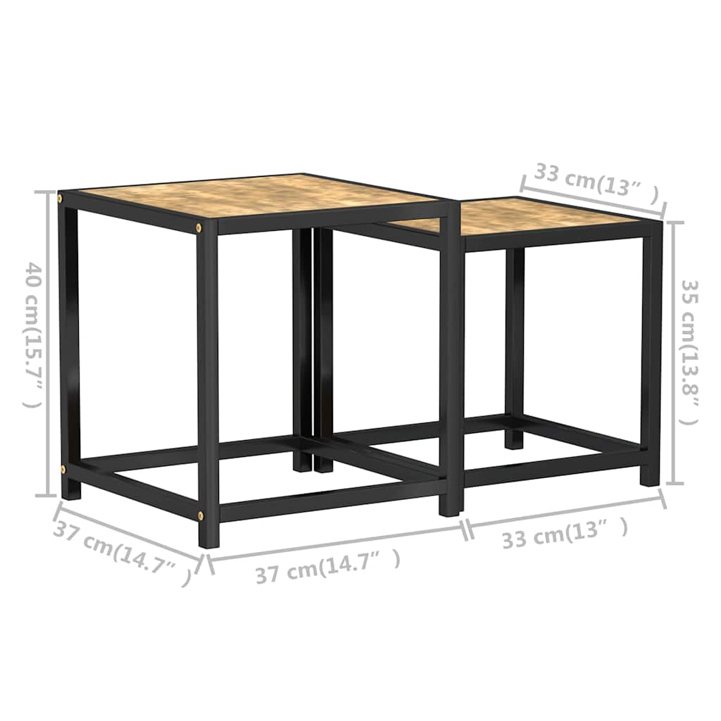 Tea Table | Set of 2 | Black and Yellow | MDF and Powder-Coated Steel