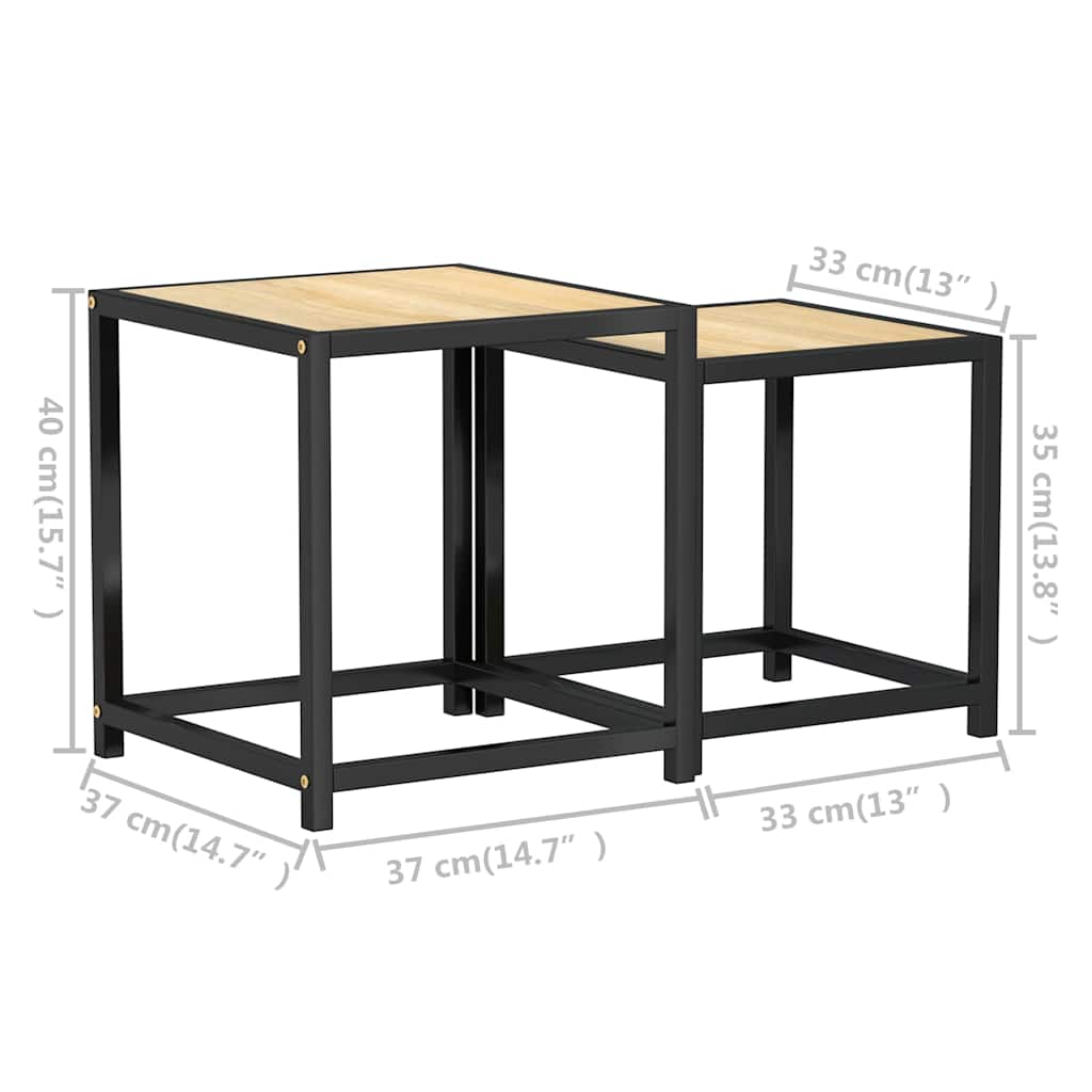 Side Table | Set of 2 | Sonoma Oak, Black | MDF, Powder-Coated Steel