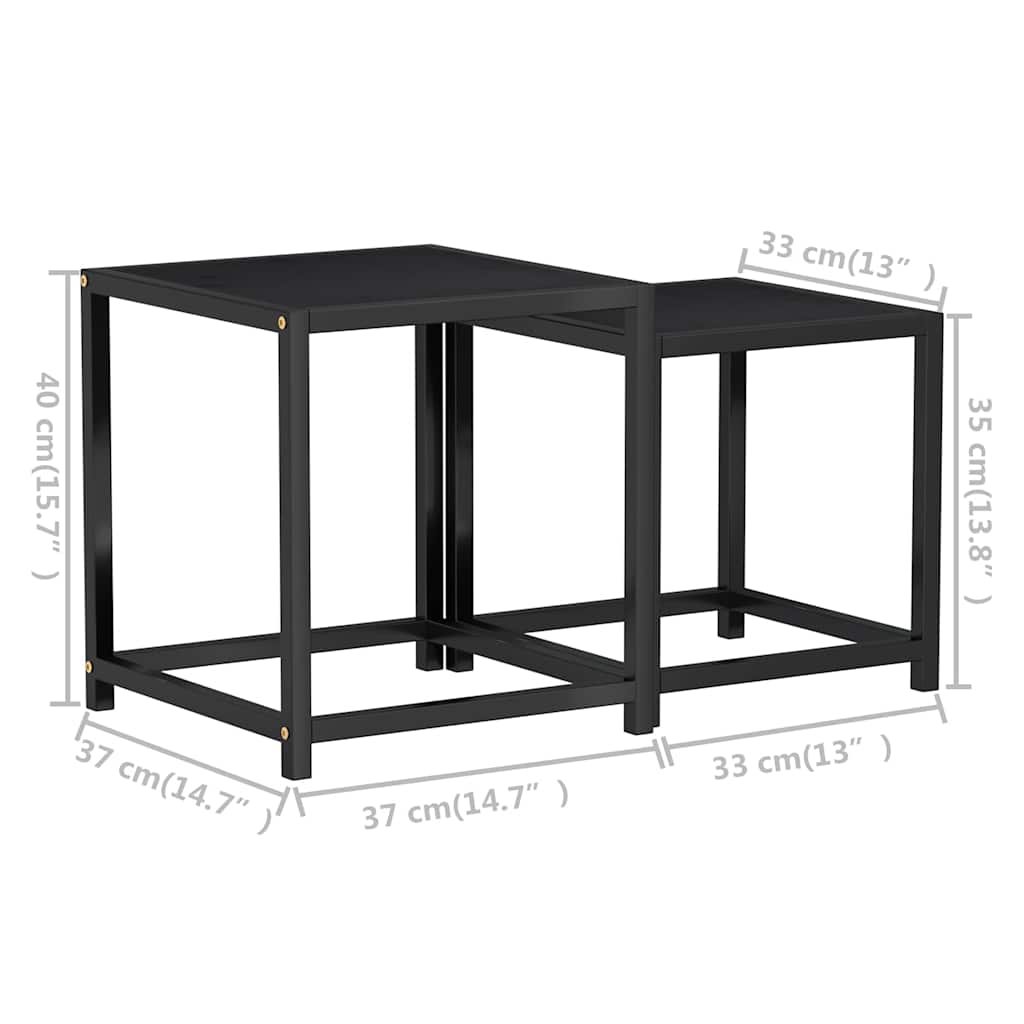 Side Table | Set of 2 | Black | MDF | Small | Sleek | Nesting Tables