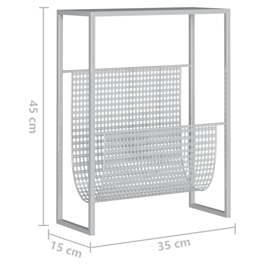 Magazine Rack | Silver | Steel | Compact | Magazines Rack | Rectangular