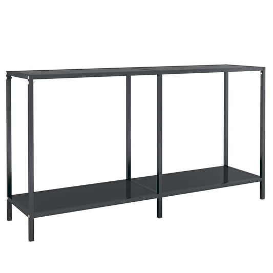 Console Table Black 140x35x75.5 cm Tempered Glass