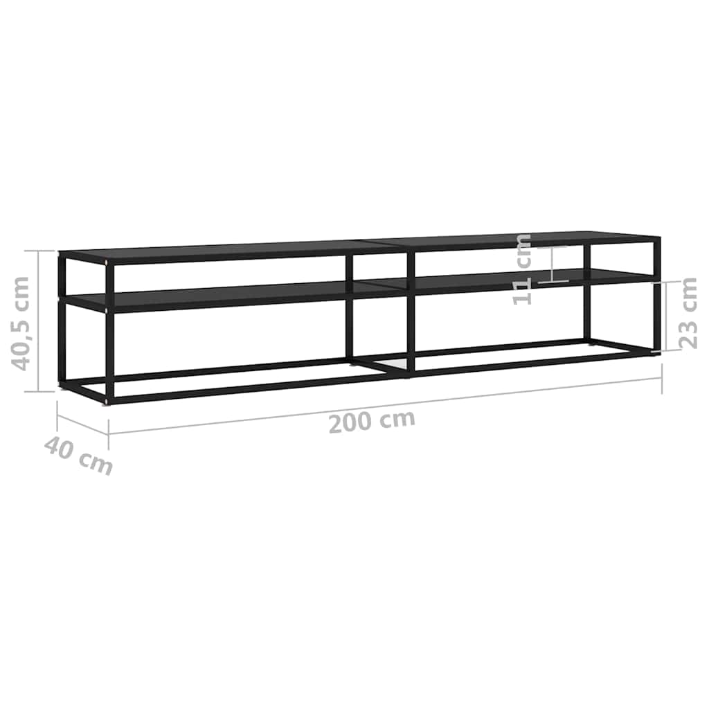 TV Cabinet Black 200x40x40.5 cm Tempered Glass