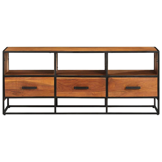 Tv Cabinet | Honey Brown, Black | Solid Acacia Wood, Powder-Coated Iron