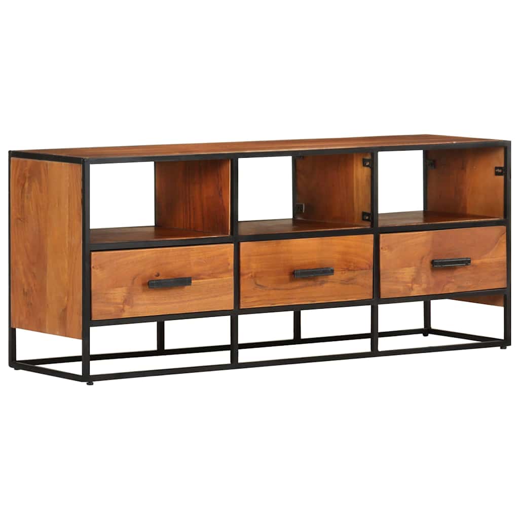 Tv Cabinet | Honey Brown, Black | Solid Acacia Wood, Powder-Coated Iron