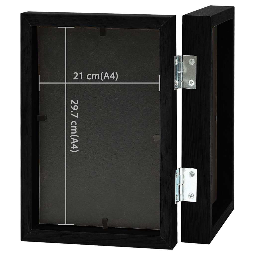 Bifold Photo Frame | Black | MDF, PS (polystyrene) | Fits A4 sized photos