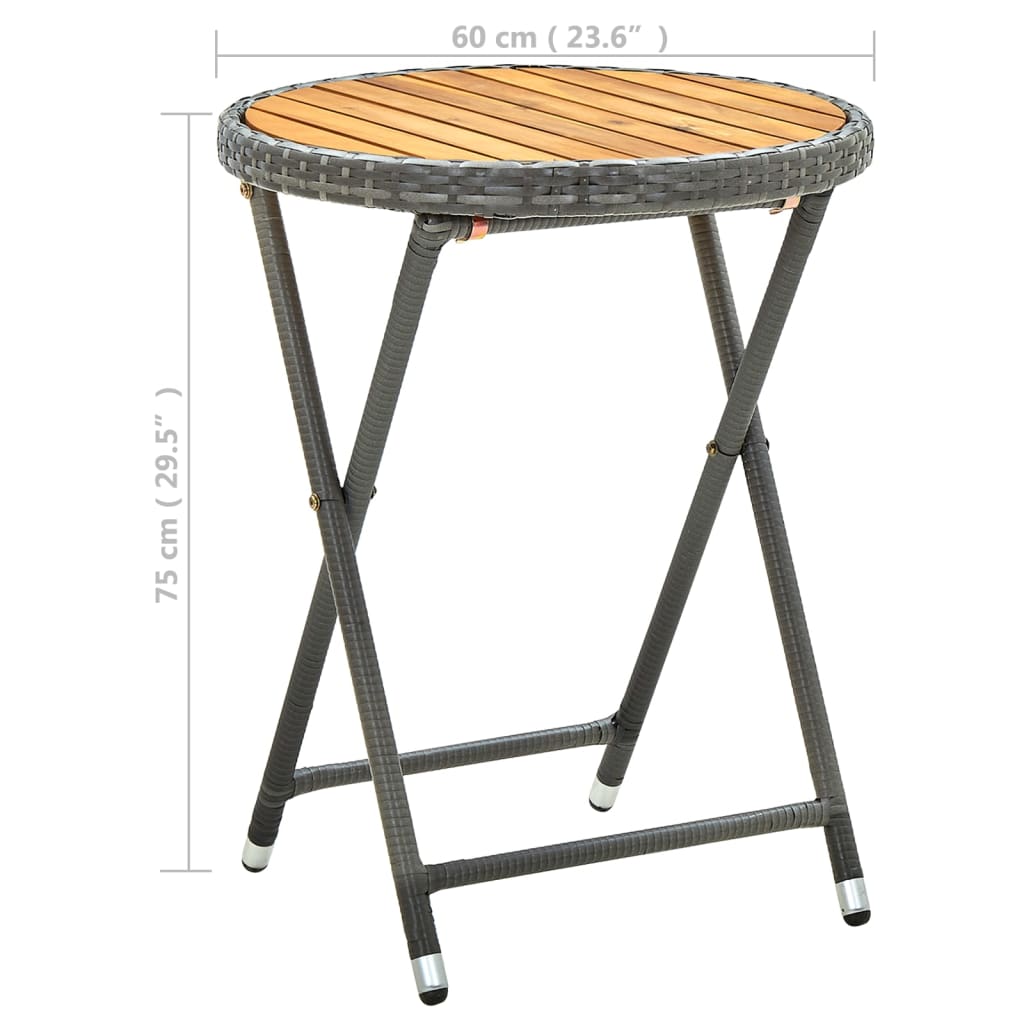 Tea Table Gray 23.6" Poly Rattan and Solid Acacia Wood