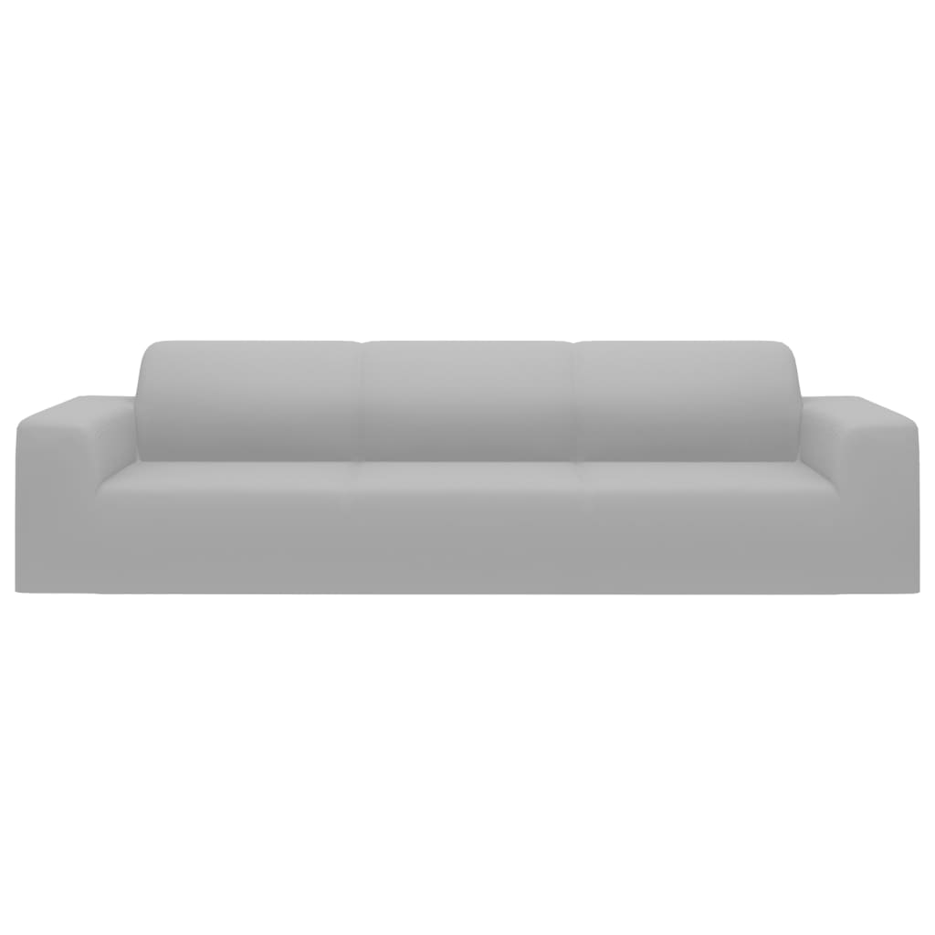 4-Seater Stretch Couch Slipcover Grey Polyester Jersey