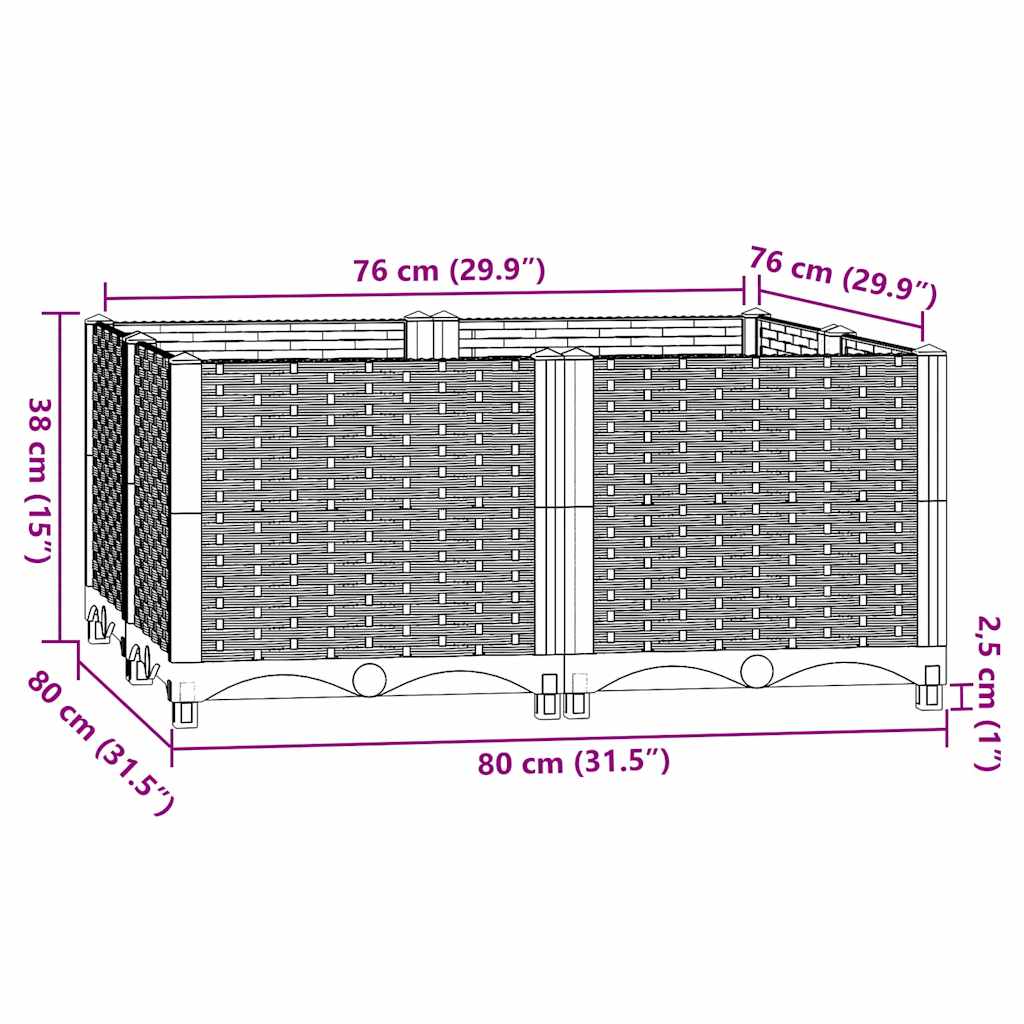 316540 vidaXL Raised Bed 80x80x38 cm Polypropylene