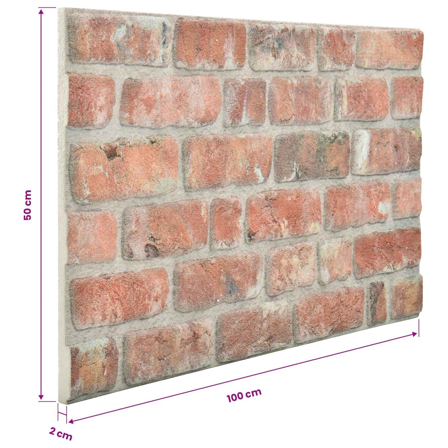 Wall Panels 10 pcs 100 x 50 cm Red EPS Foam