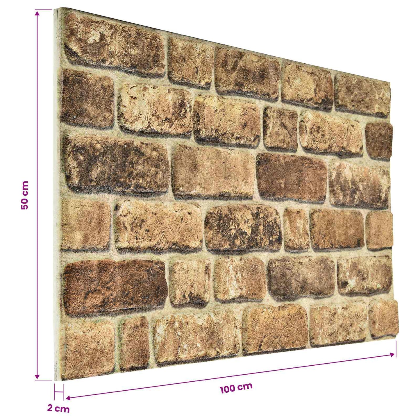 Wall Panels 10 pcs 100 x 50 cm Dark Sand EPS Foam