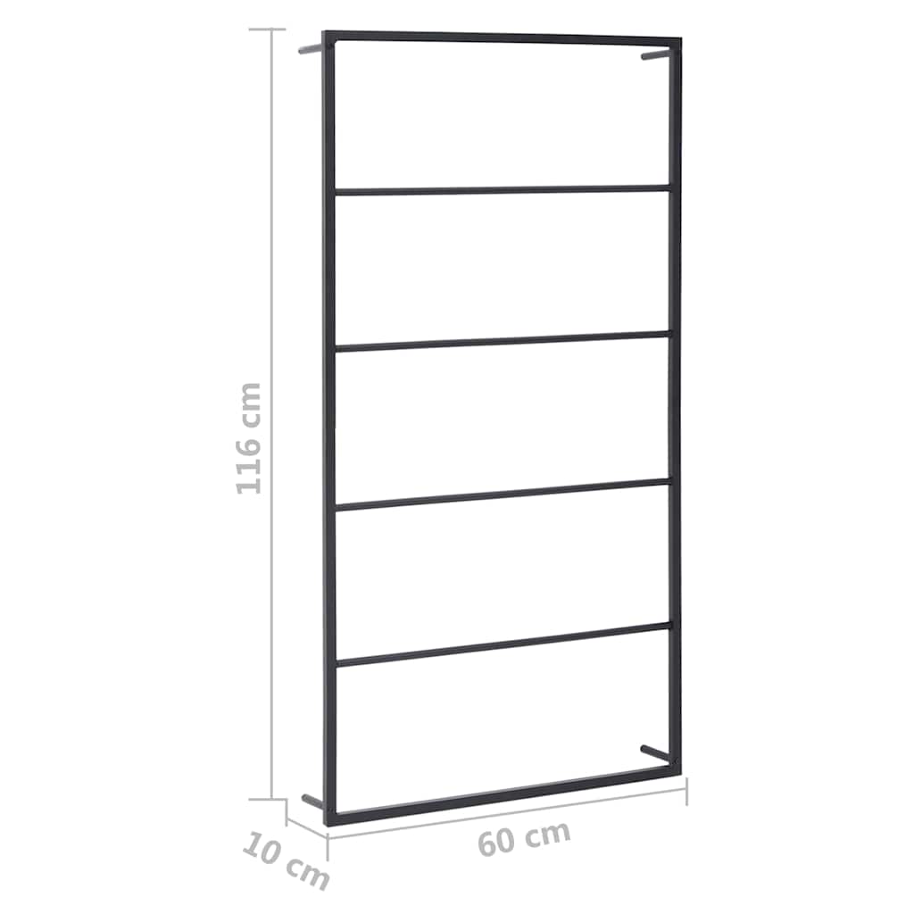 Towel Rack | Black | Steel | 116 cm x 60 cm x 10 cm | Towel Rack