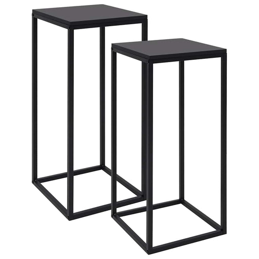 Side Table | Set of 2 | Black | Steel, Engineered wood | Durable