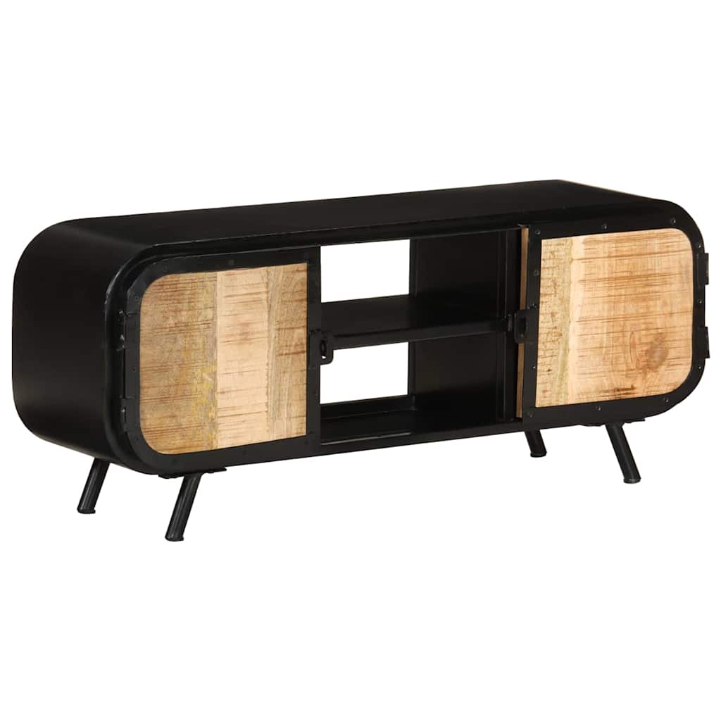 Tv Cabinet | Rough mango wood with black frame | Rough mango wood, iron