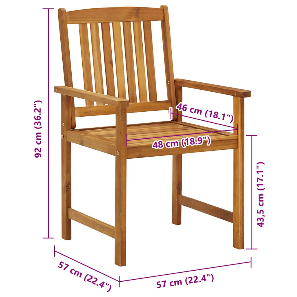 Garden Chair | Set of 8 | Brown | Solid Acacia Wood | Standard | Durable
