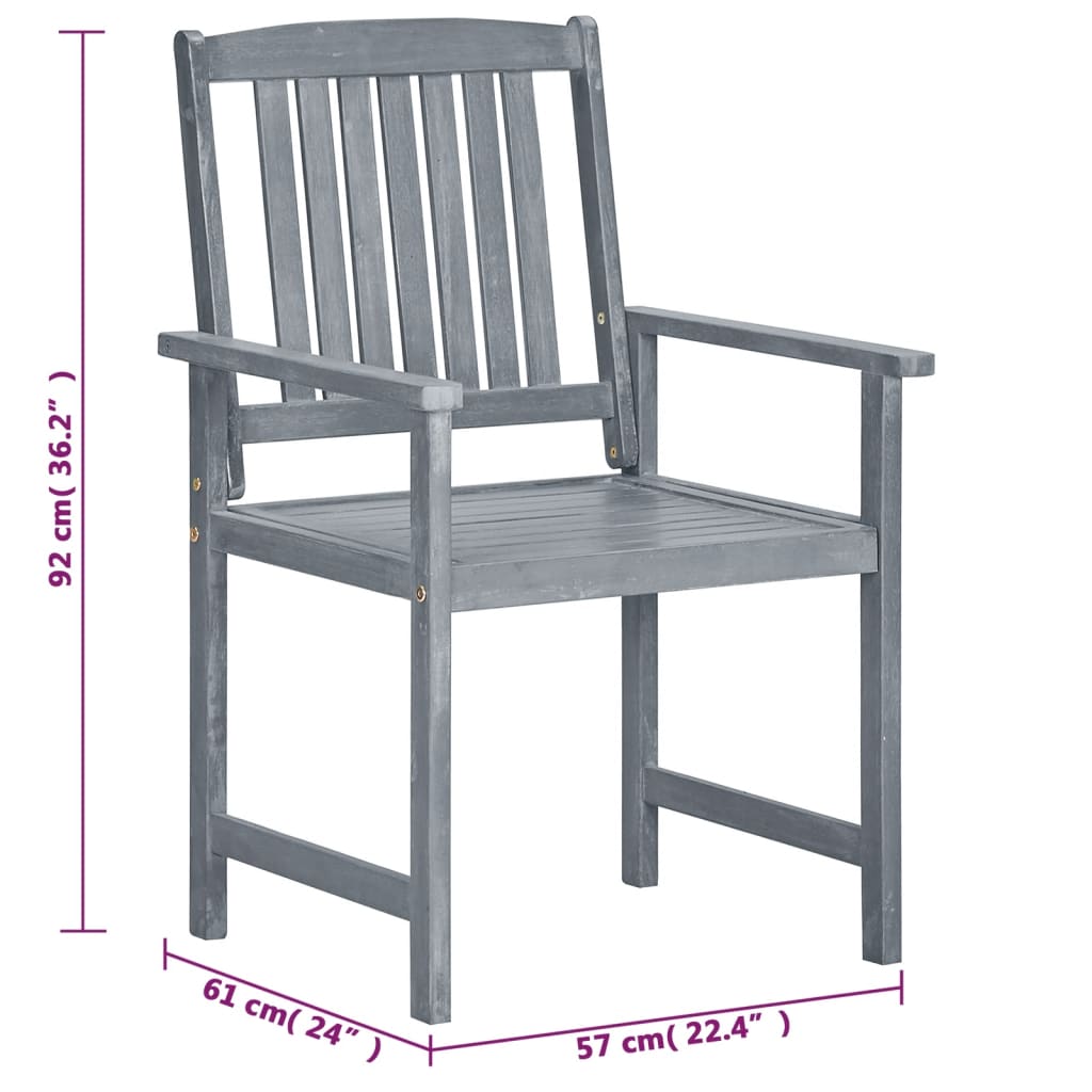 Patio Chairs 8 pcs Solid Acacia Wood Gray