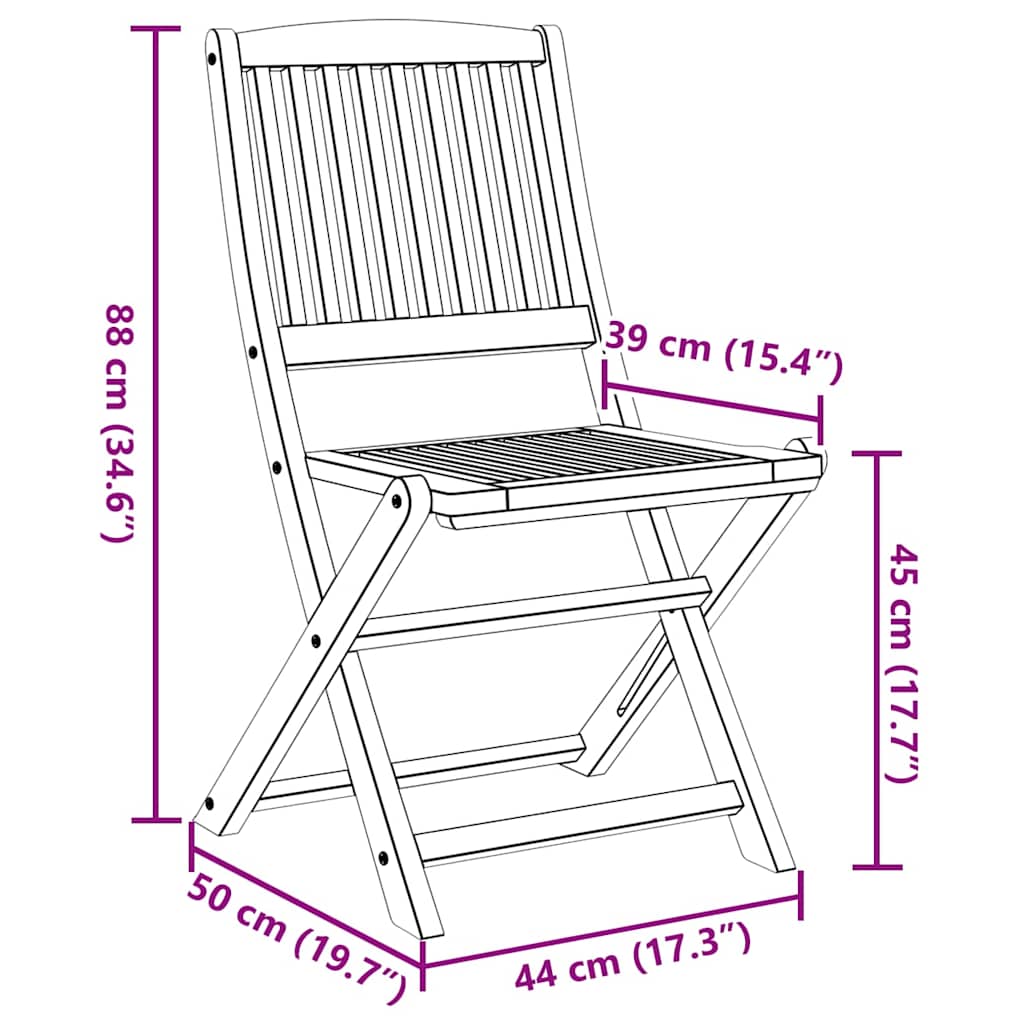 Folding Chairs 8 pcs Solid Acacia Wood